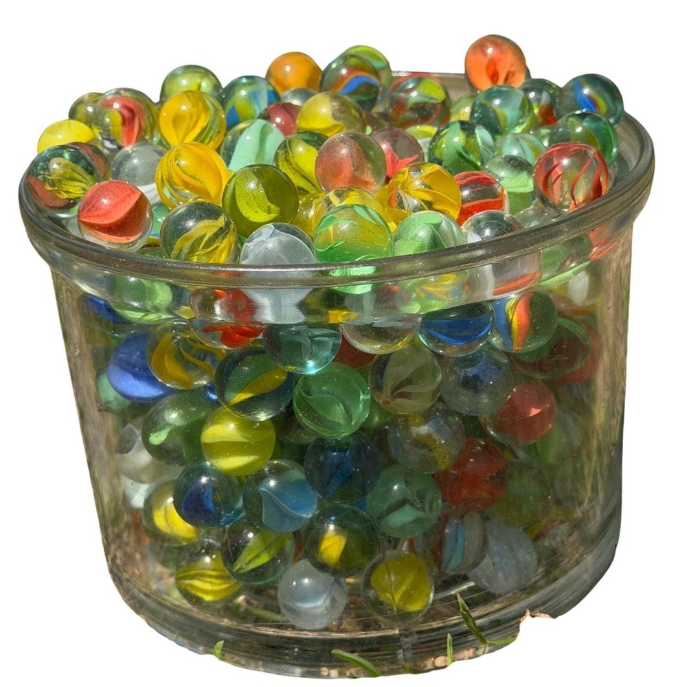 25 Count Mixed Glass Marbles Lot Vintage Modern Cats Eye Multicolor Bulk Assort - Picture 2 of 8